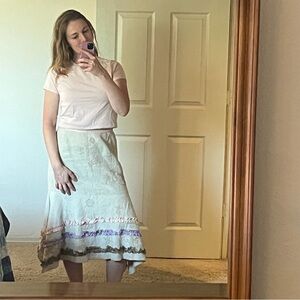J Jill 100% Linen Embroidered Skirt